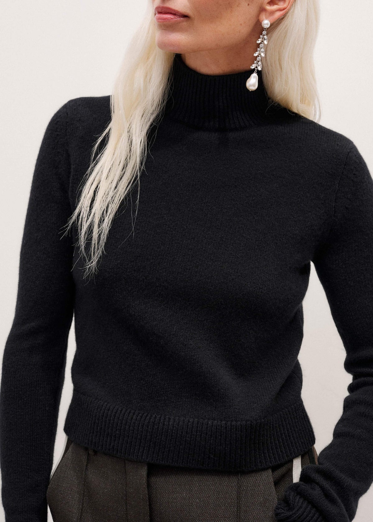 Black High Neck Crop Sweater | ME+EM