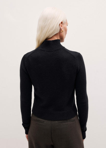 Black High Neck Crop Sweater | ME+EM