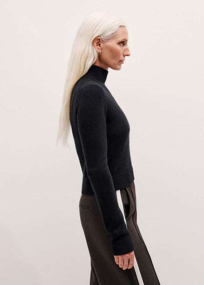 Black High Neck Crop Sweater | ME+EM