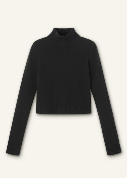 Black High Neck Crop Sweater | ME+EM