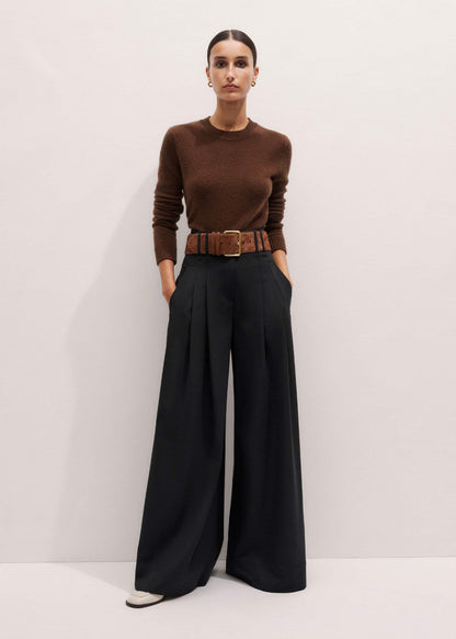 Brown Cashmere Relaxed Crop Sweater | ME+EM