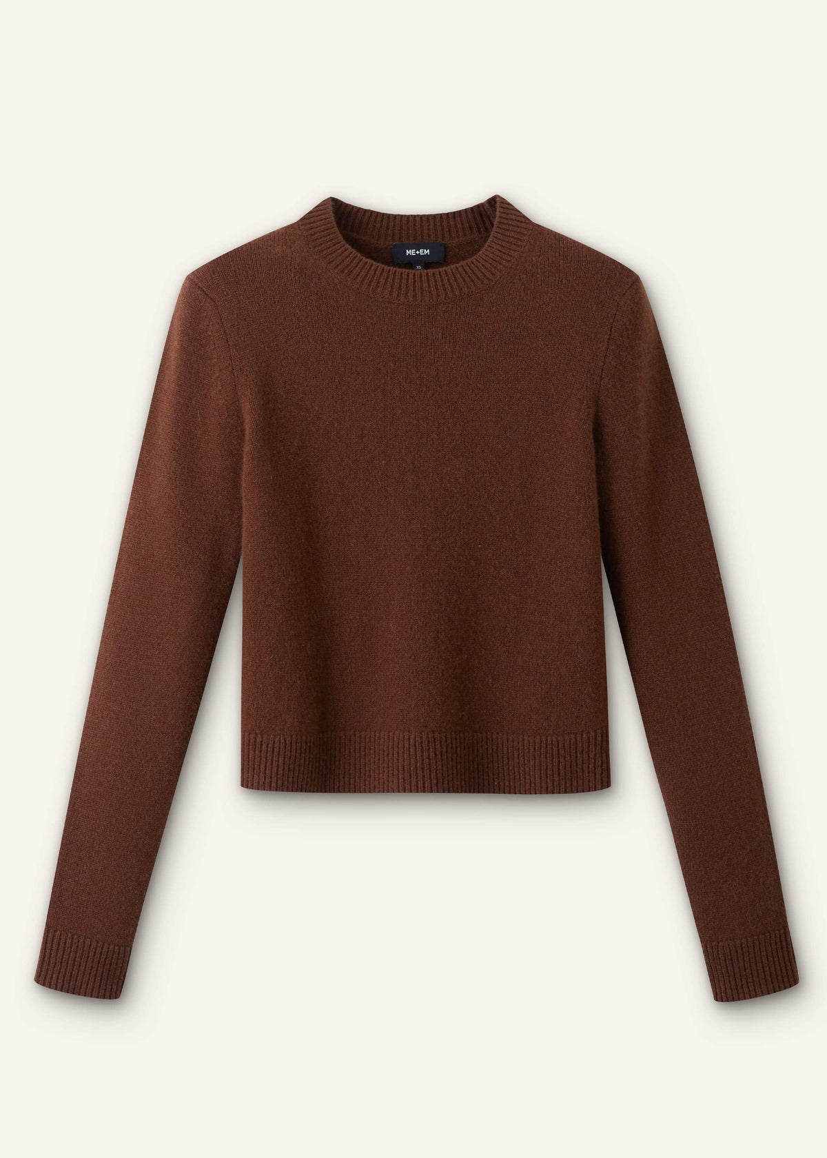 Brown Cashmere Relaxed Crop Sweater | ME+EM