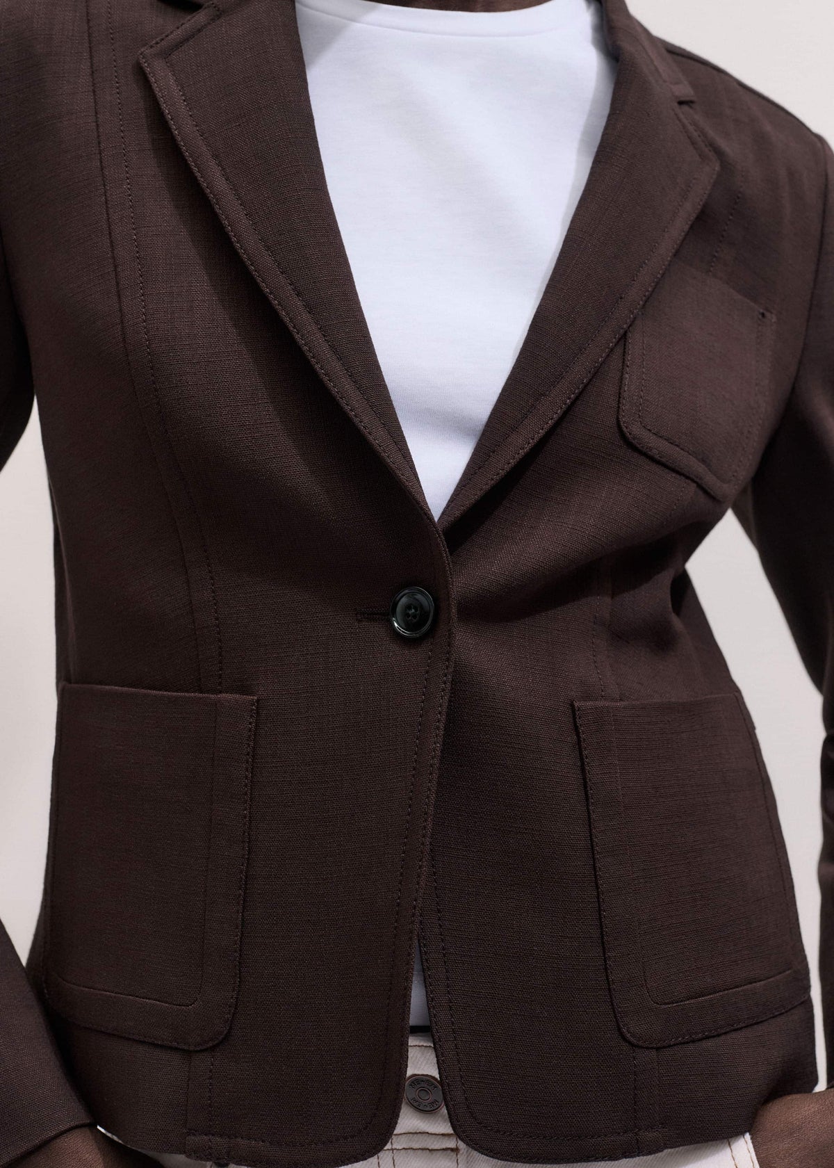 Brown Fitted Short Blazer | ME+EM