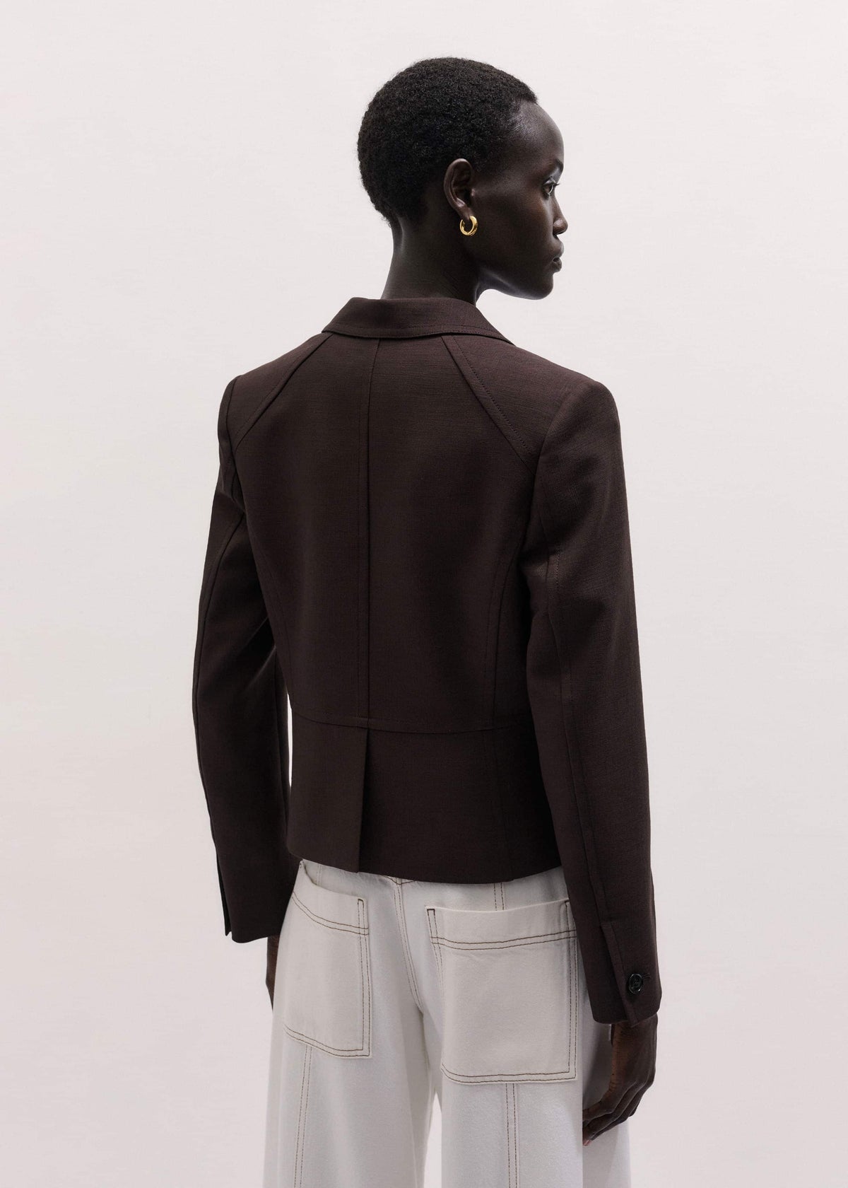 Brown Fitted Short Blazer | ME+EM