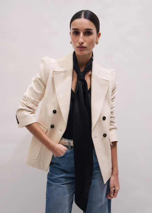 Ivory Slim Feminine Sleeve Blazer | ME+EM