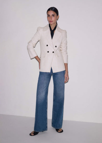 Ivory Slim Feminine Sleeve Blazer | ME+EM