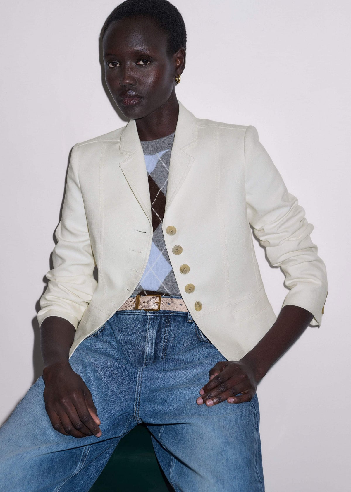 Ivory Fitted Utility Jacket | ME+EM