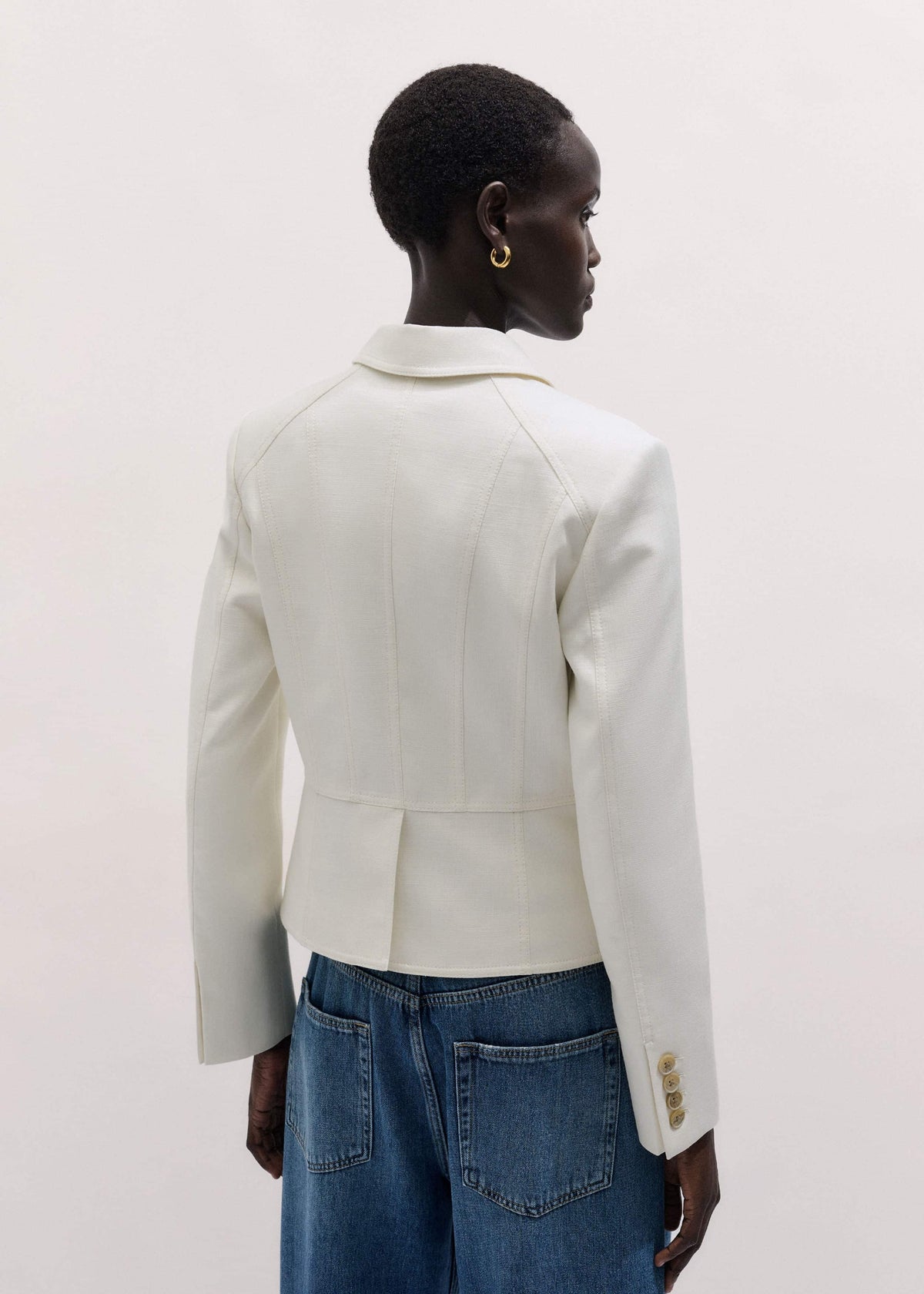 Ivory Fitted Utility Jacket | ME+EM