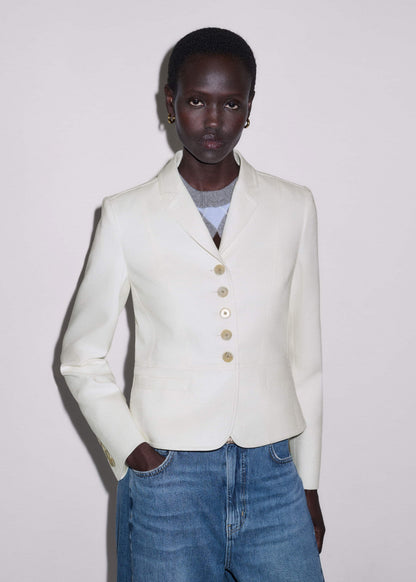 Ivory Fitted Utility Jacket | ME+EM