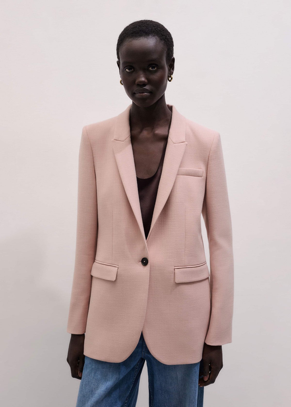Pink Sharp Shoulder Blazer | ME+EM