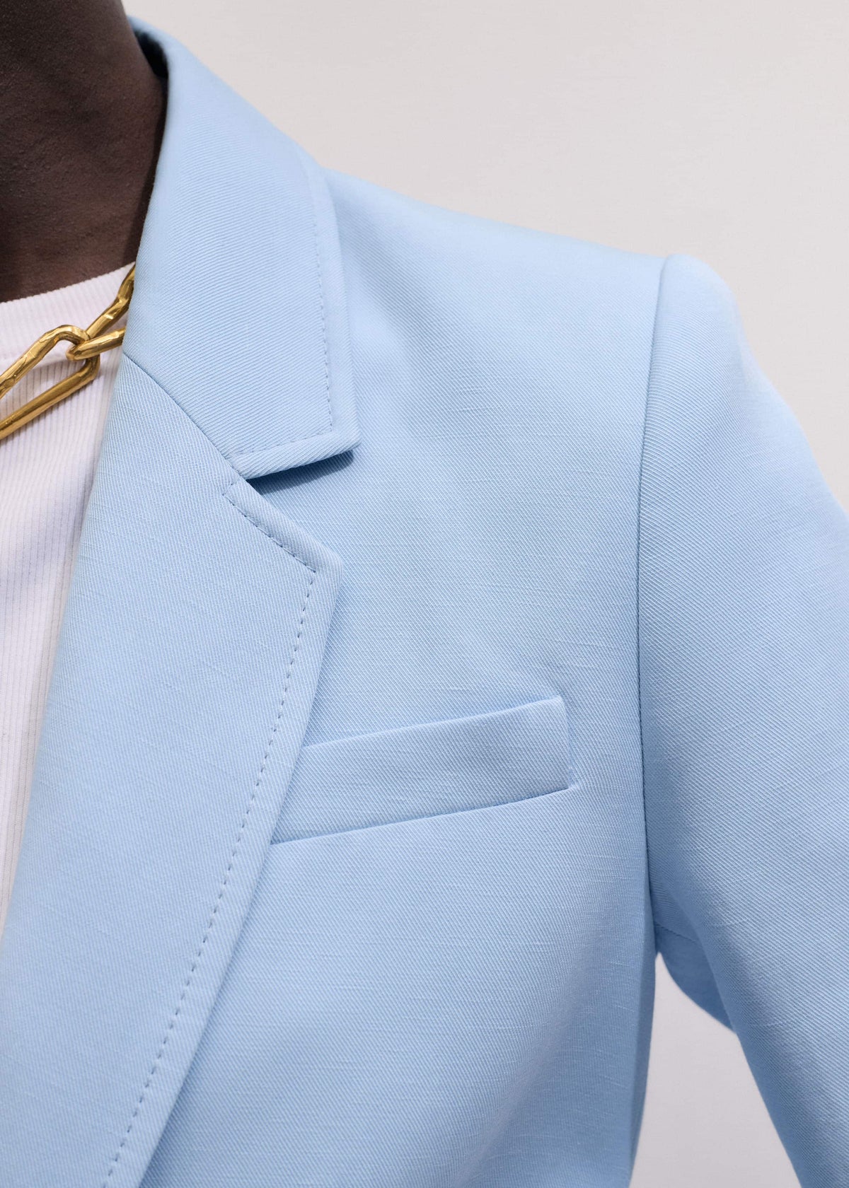 Sky Blue Sharp Shoulder Blazer | ME+EM