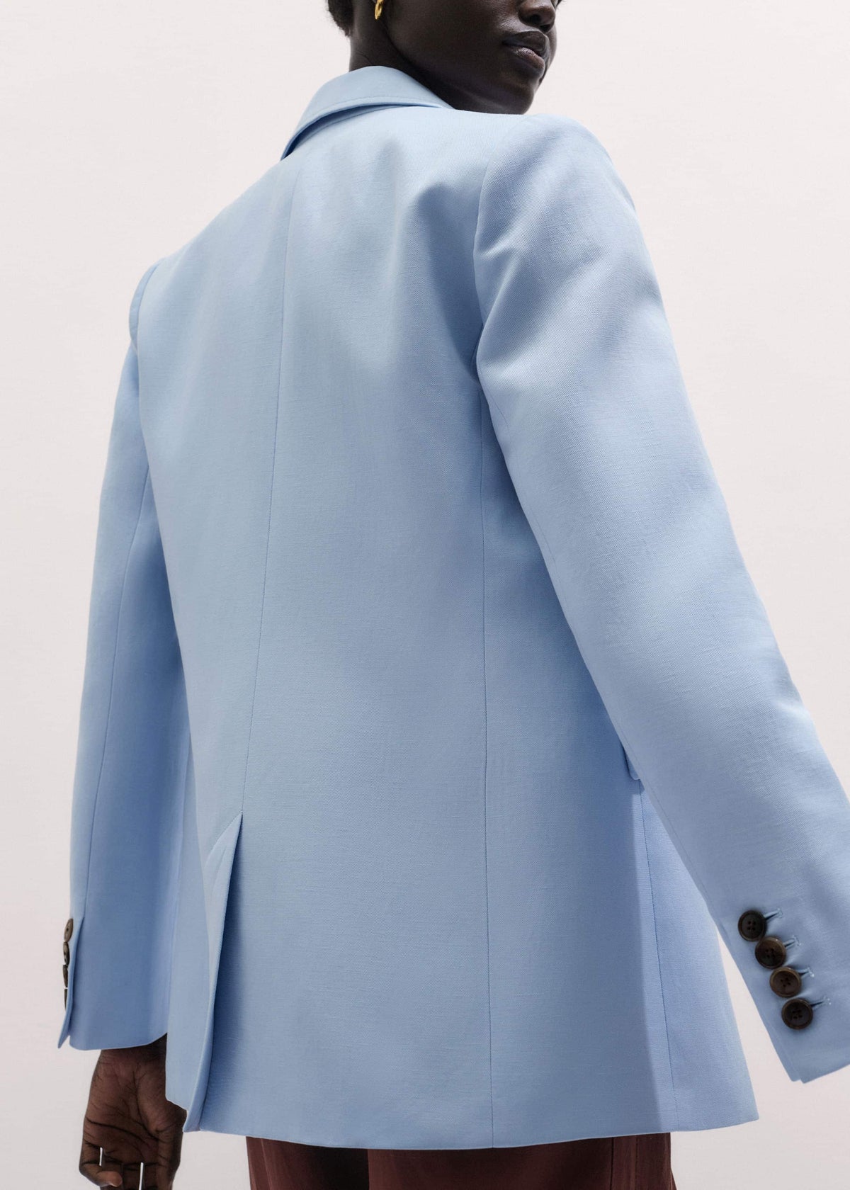 Sky Blue Sharp Shoulder Blazer | ME+EM