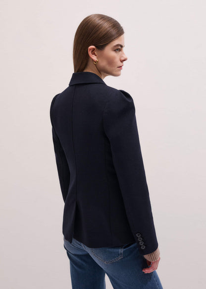 Navy Feminine Sleeve Fitted Blazer | ME+EM