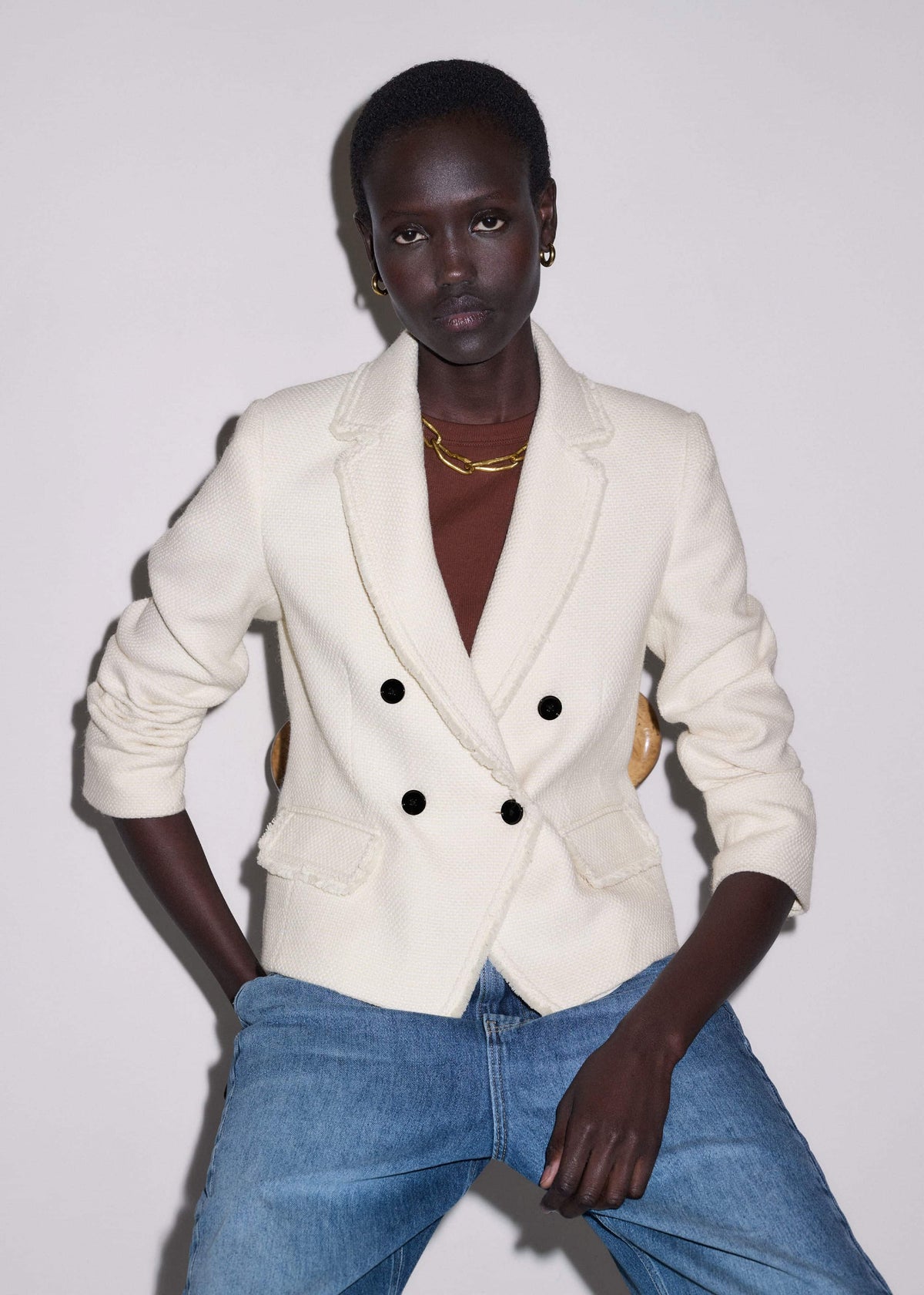 Ivory AM-PM Fitted Blazer | ME+EM