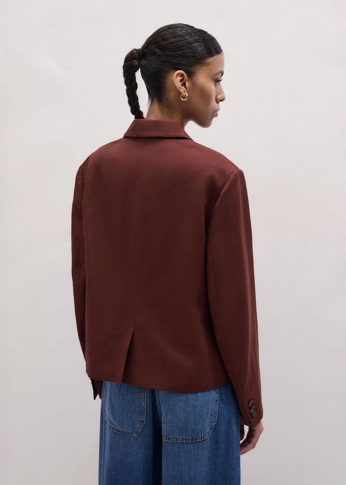Cinnamon Brown Oversized Short Blazer | ME+EM