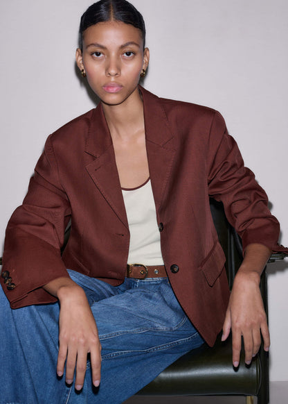 Cinnamon Brown Oversized Short Blazer | ME+EM