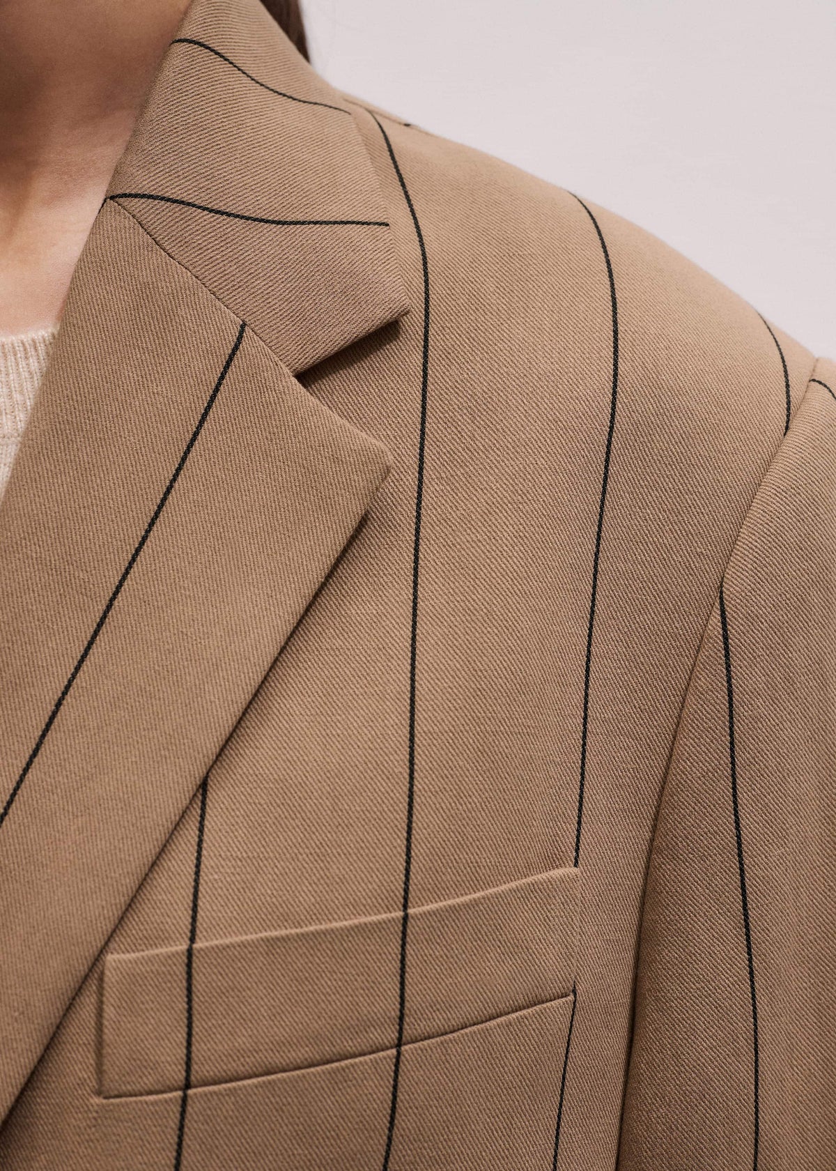 Tan Icon Intelligently Oversized Pinstripe Blazer | ME+EM