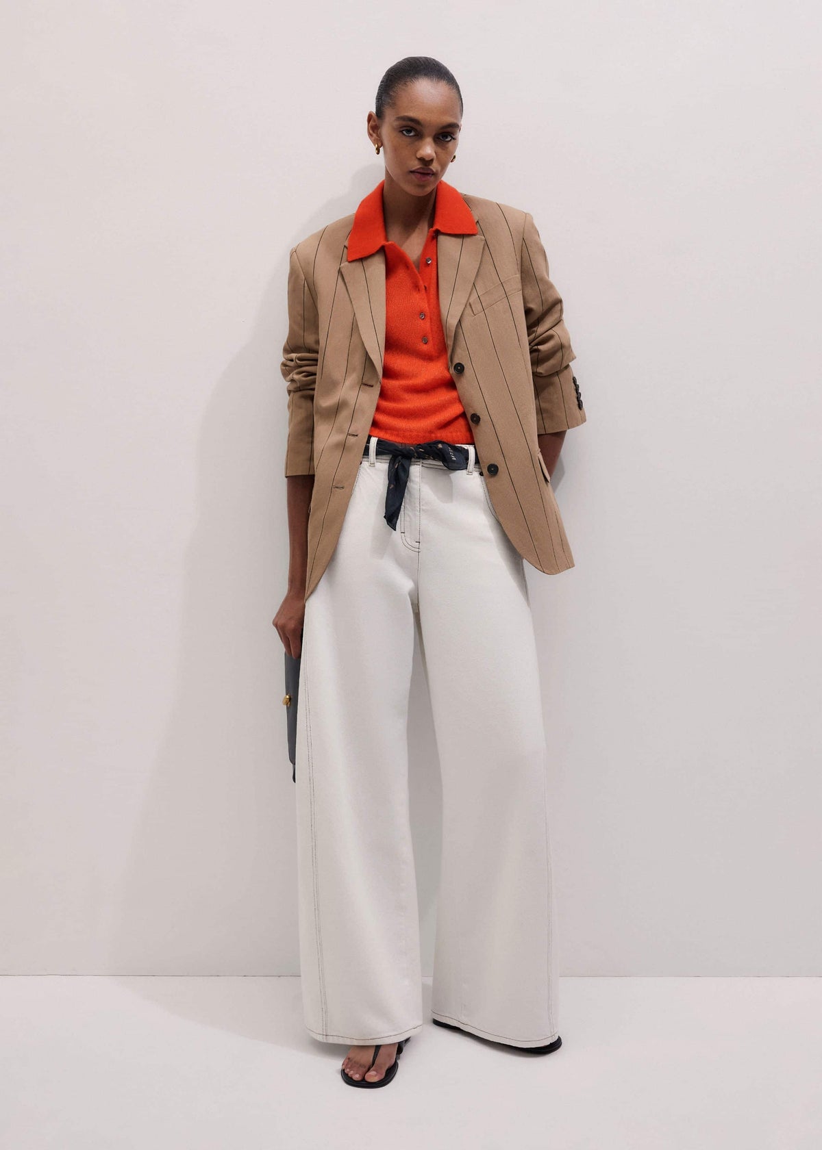 Tan Icon Intelligently Oversized Pinstripe Blazer | ME+EM