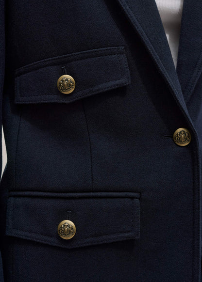 Navy Sharp Shoulder Blazer | ME+EM