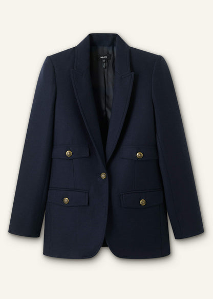 Navy Sharp Shoulder Blazer | ME+EM