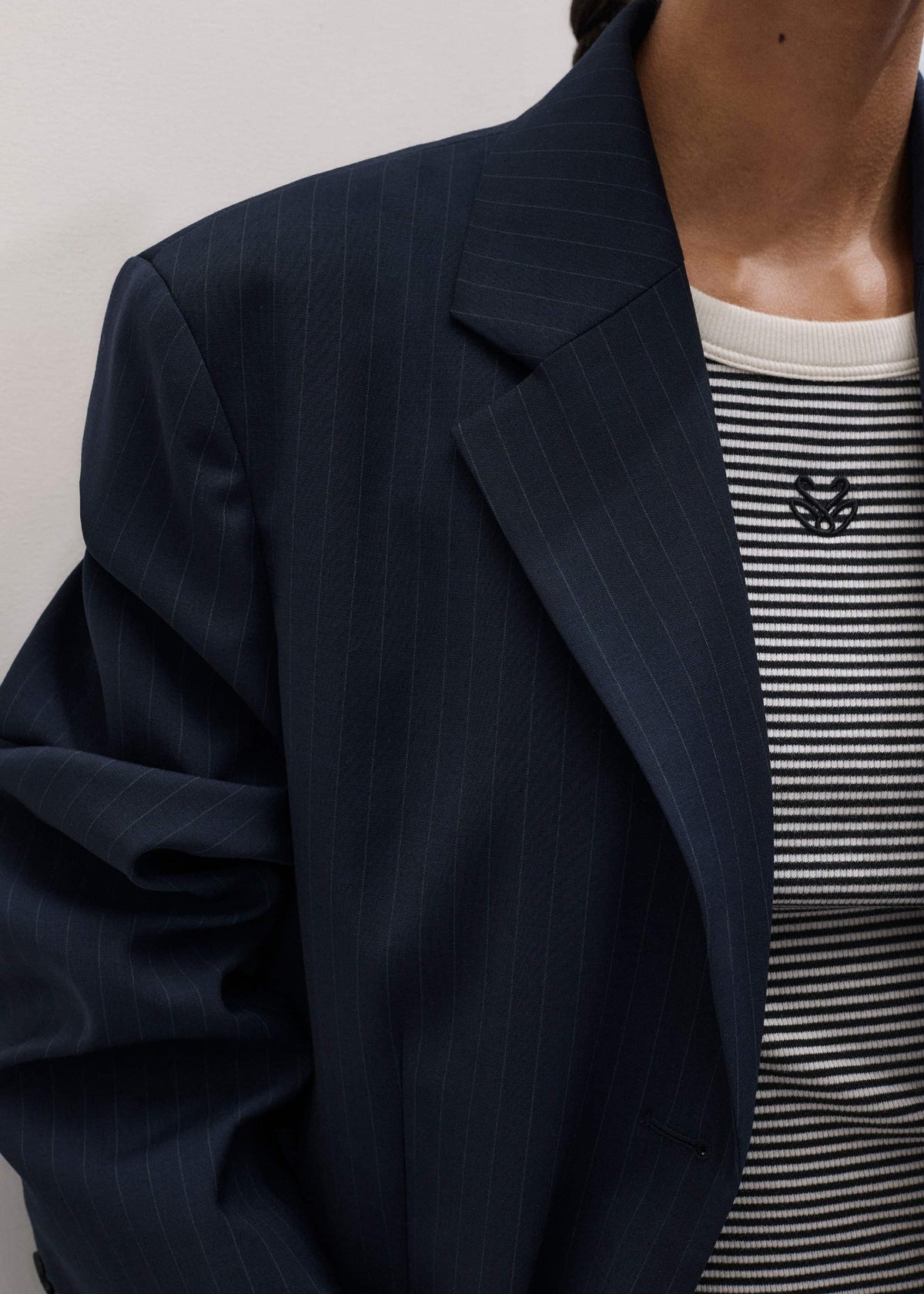 Navy Pinstripe Oversized Blazer | ME+EM