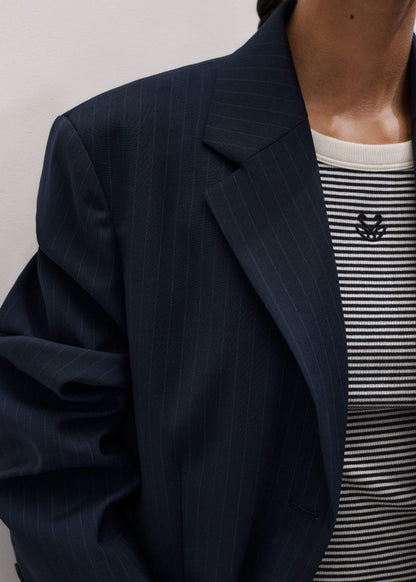 Navy Pinstripe Oversized Blazer | ME+EM
