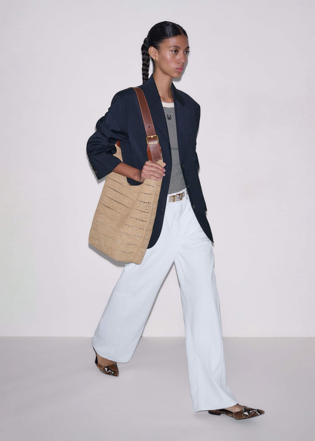 Navy Pinstripe Oversized Blazer | ME+EM