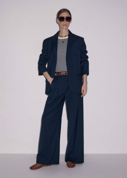 Navy Pinstripe Oversized Blazer | ME+EM