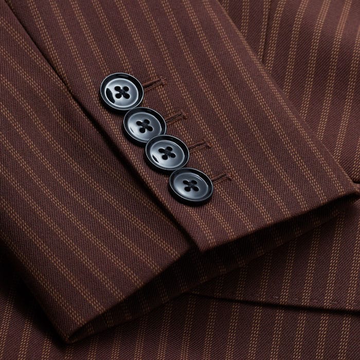 Cinnamon Pinstripe Sharp Shoulder Contour Blazer | ME+EM