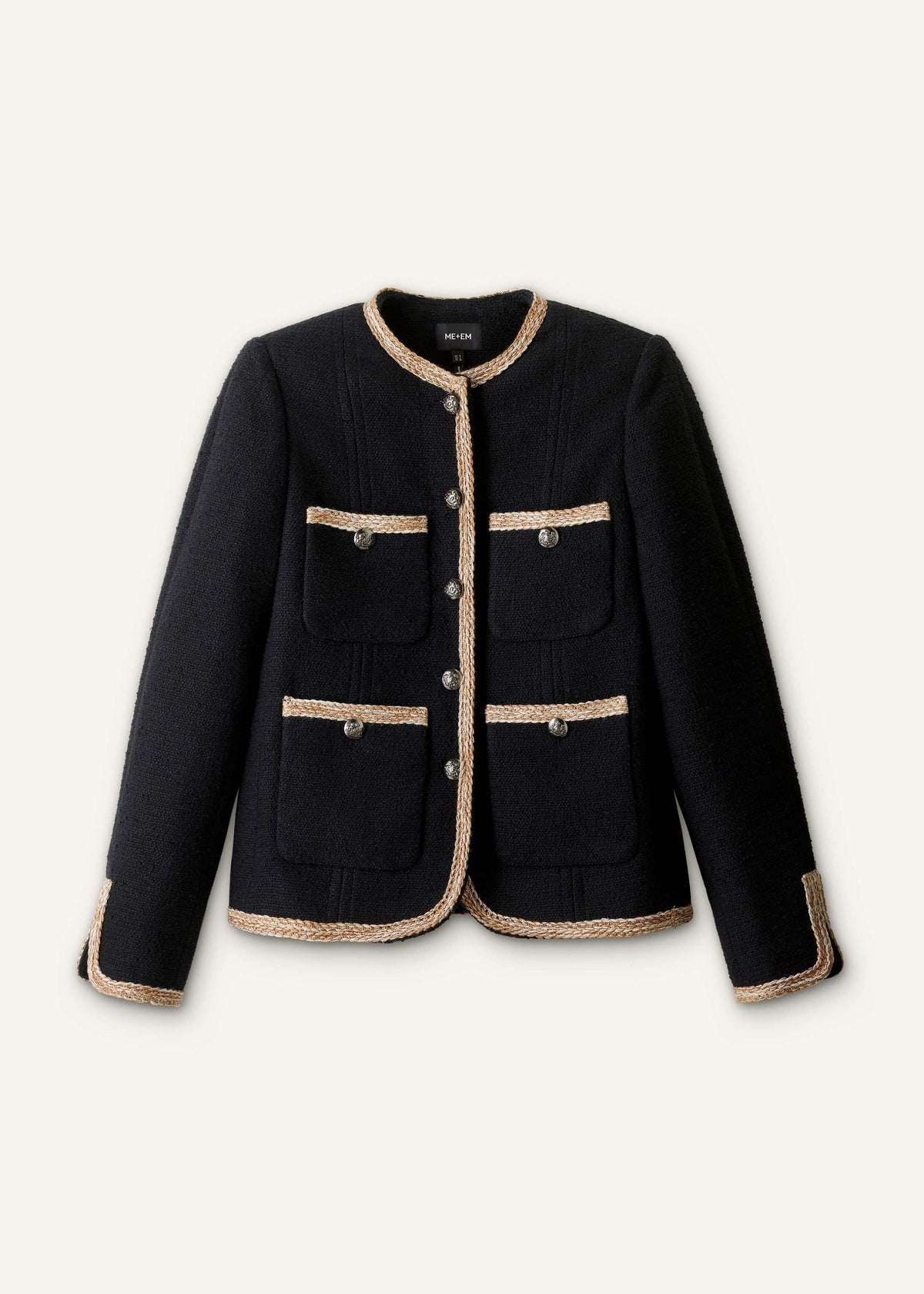 Black Straight Fit Jacket | ME+EM