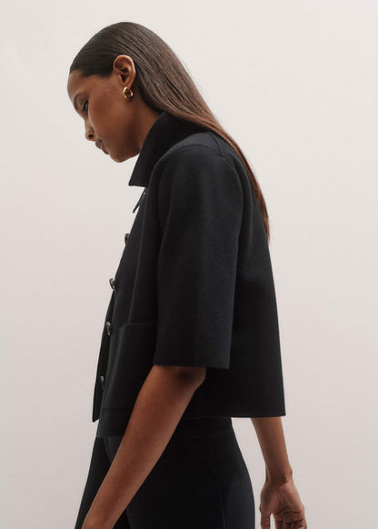 Black Milano Knit Short Sleeve Jacket | ME+EM