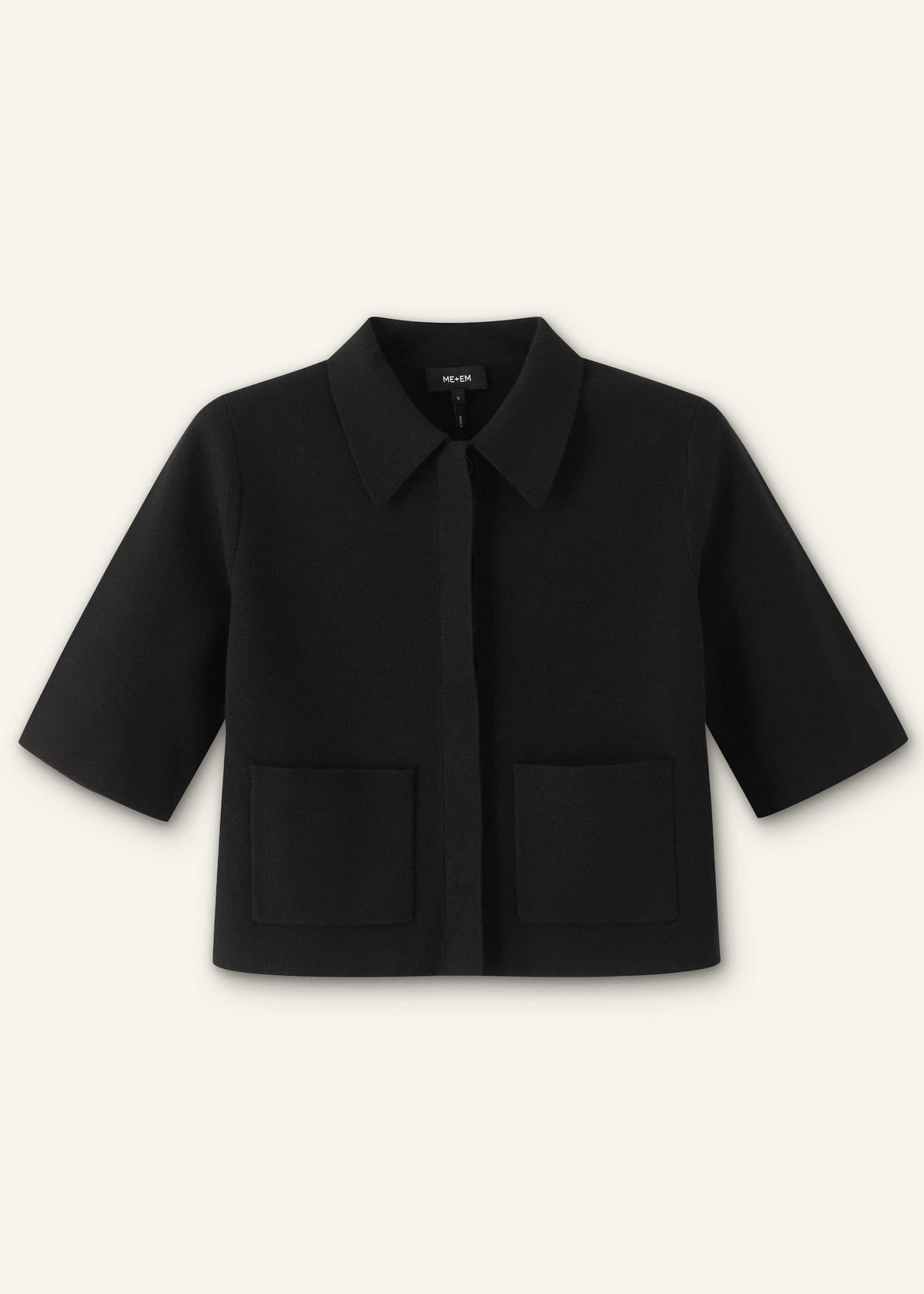 Black Milano Knit Short Sleeve Jacket | ME+EM