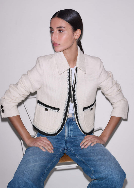 Cream Straight Crop Jacket | ME+EM