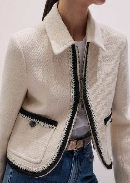 Cream Straight Crop Jacket | ME+EM