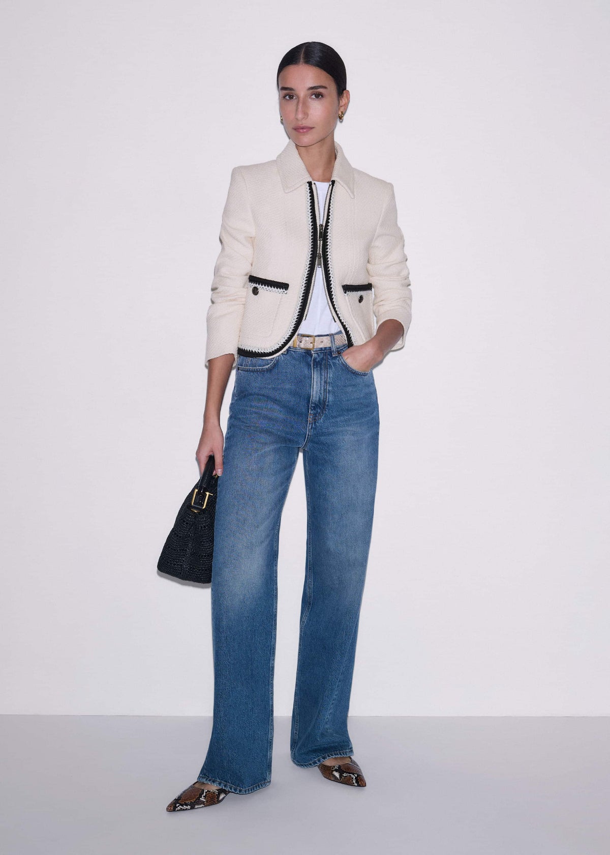 Cream Straight Crop Jacket | ME+EM