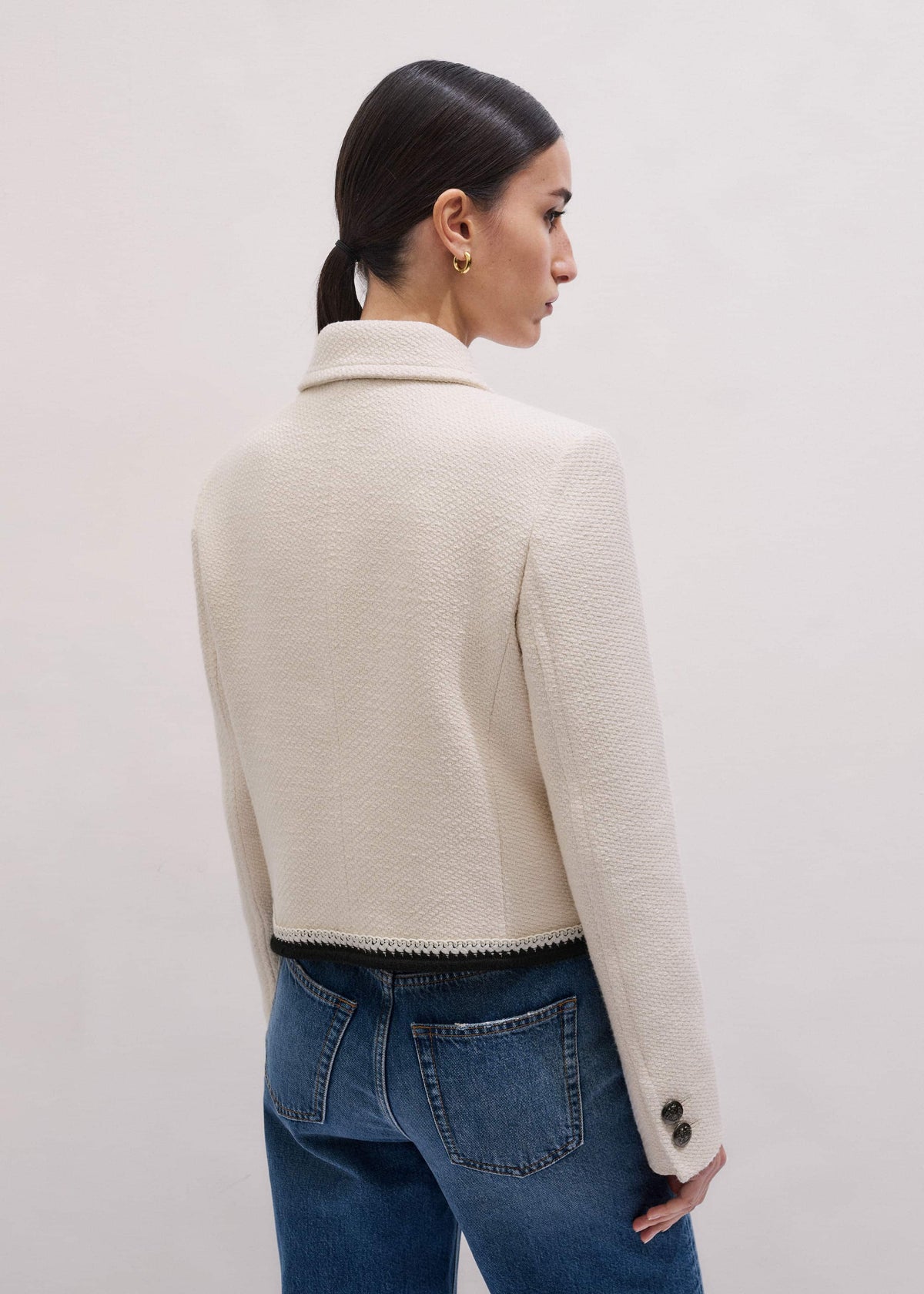 Cream Straight Crop Jacket | ME+EM