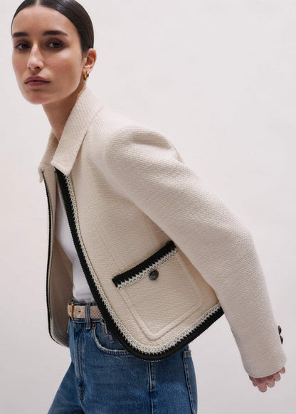 Cream Straight Crop Jacket | ME+EM