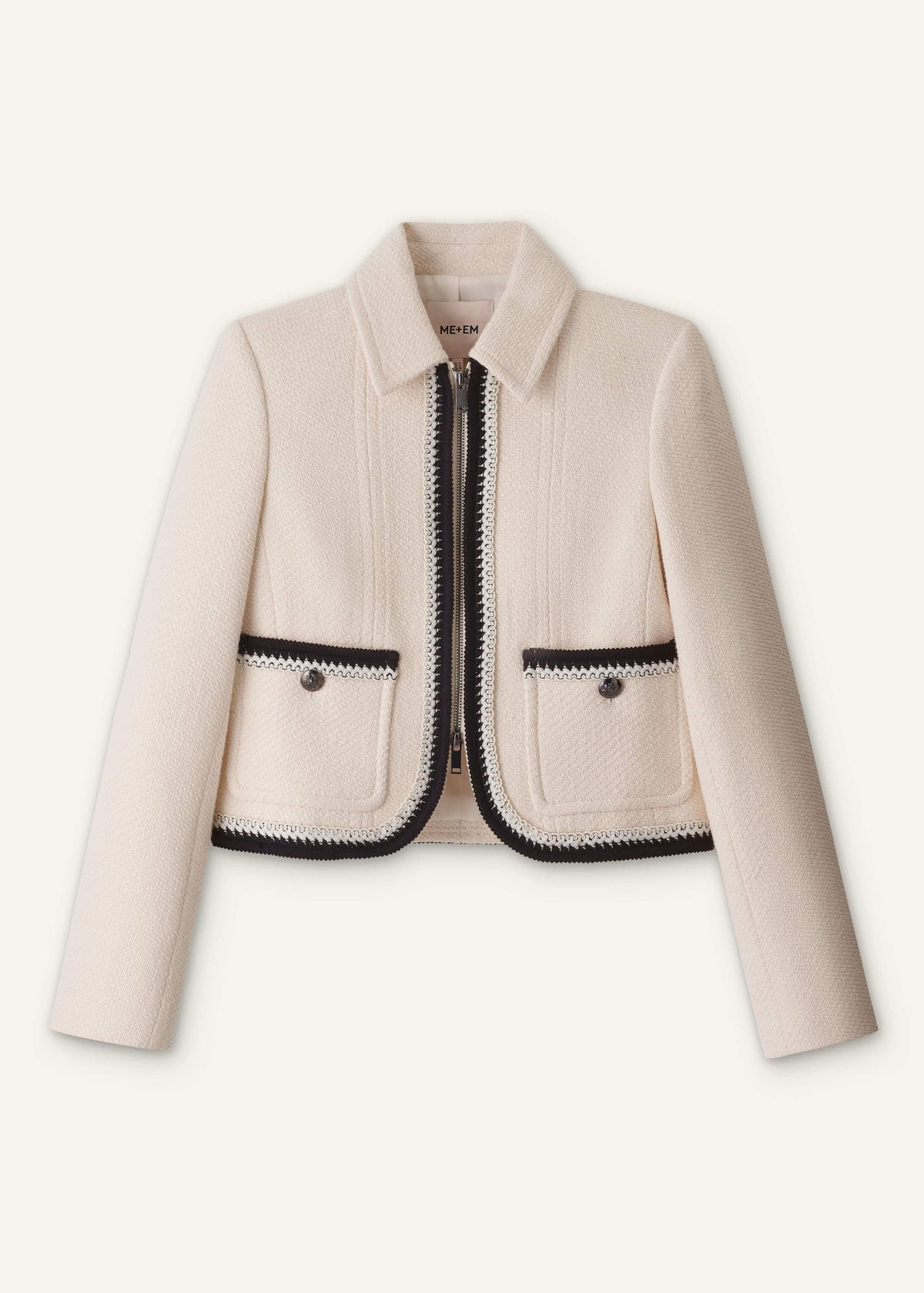Cream Straight Crop Jacket | ME+EM