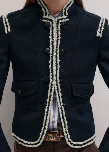 Navy Bold Braid Short Fitted Jacket | ME+EM