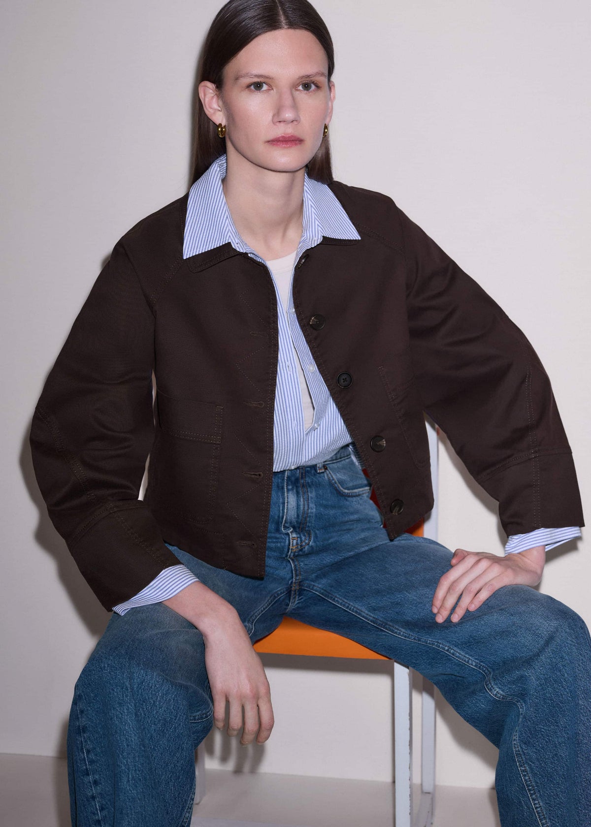 Brown Cocoon Sleeve Jacket | ME+EM