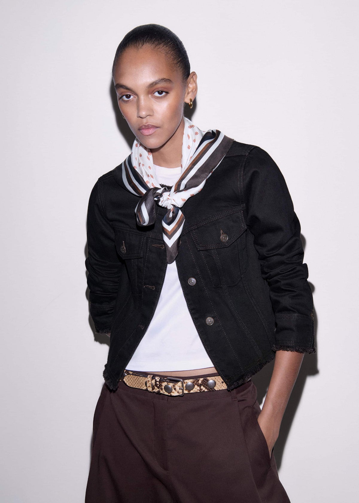 Black Collarless Fray Jacket | ME+EM