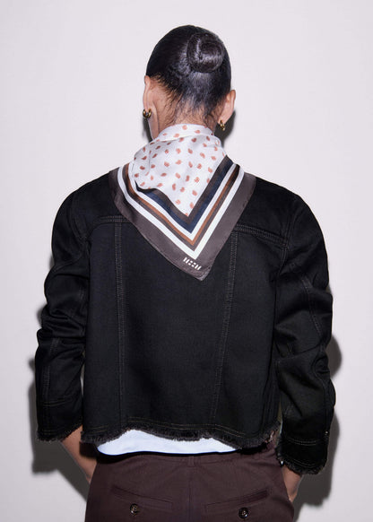 Black Collarless Fray Jacket | ME+EM