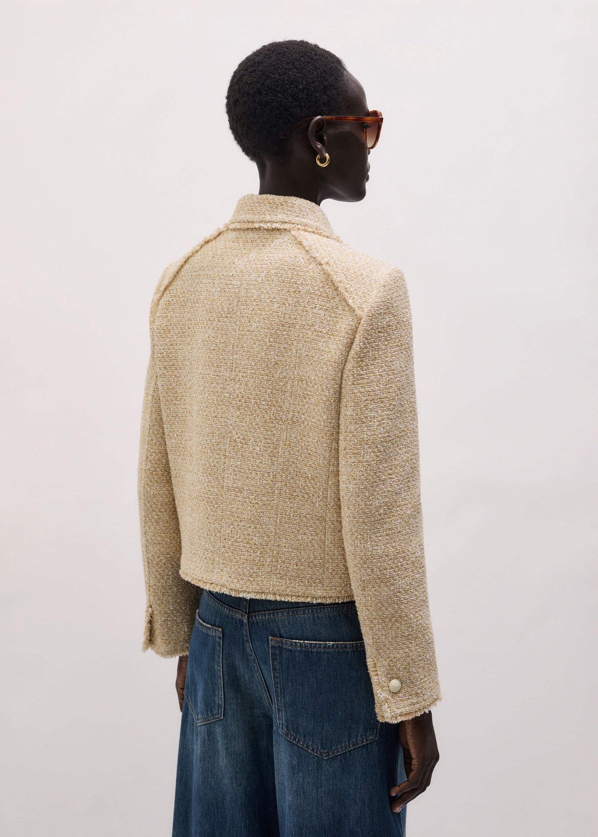 Cream Fringed Short Jacket | ME+EM