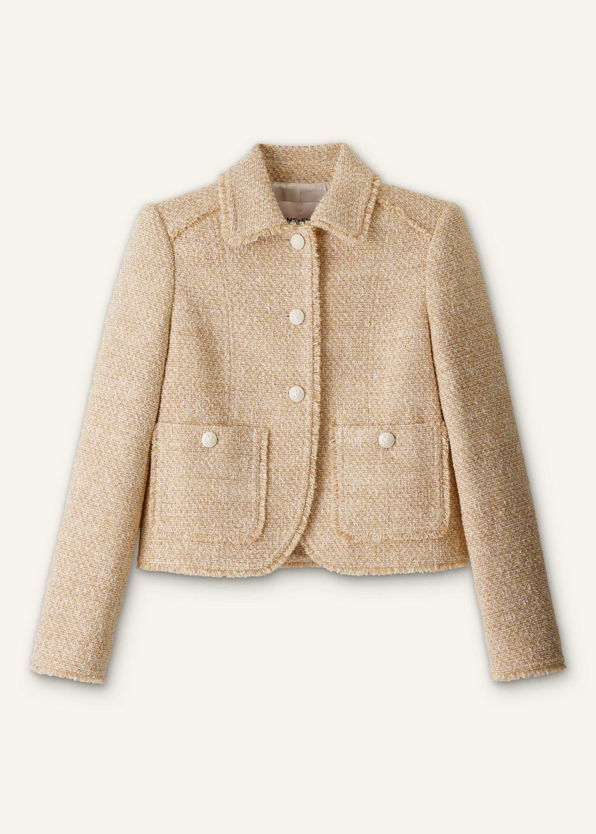 Cream Fringed Short Jacket | ME+EM