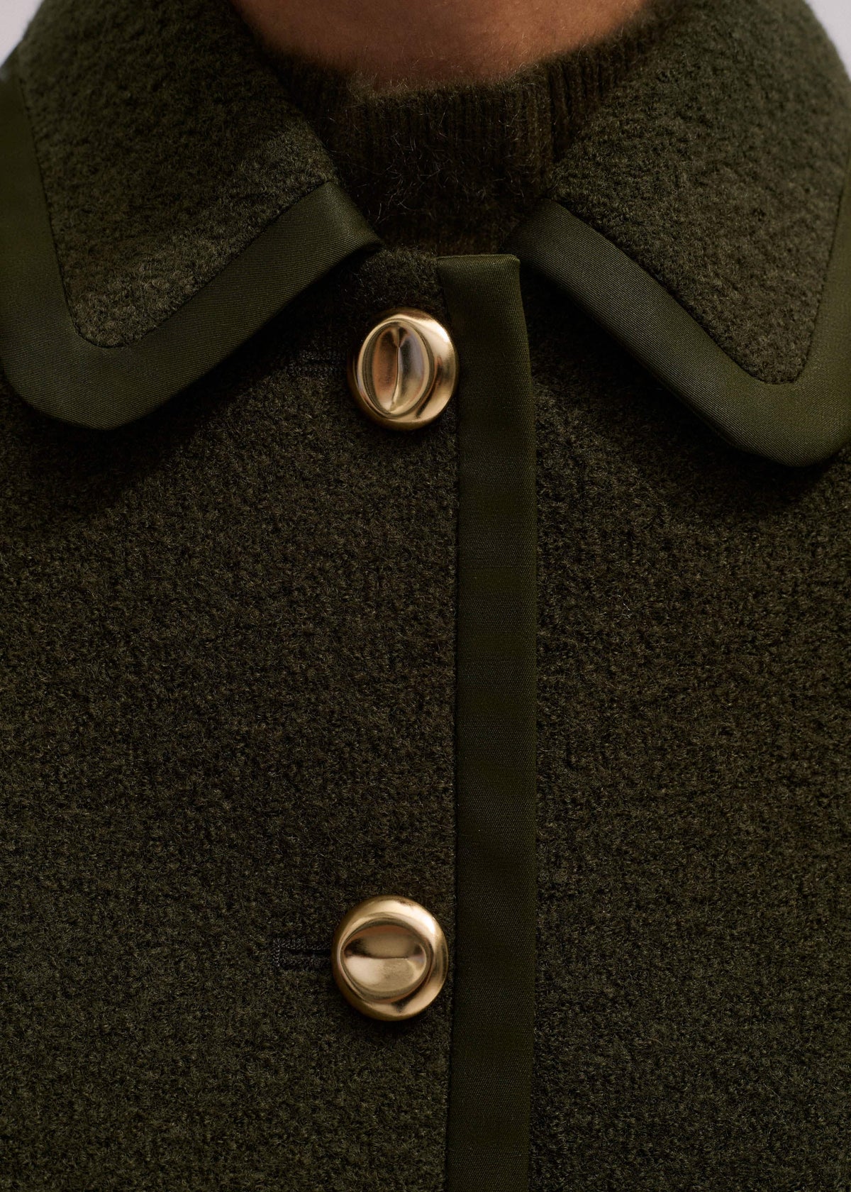 Olive Green Straight Crop Jacket | ME+EM