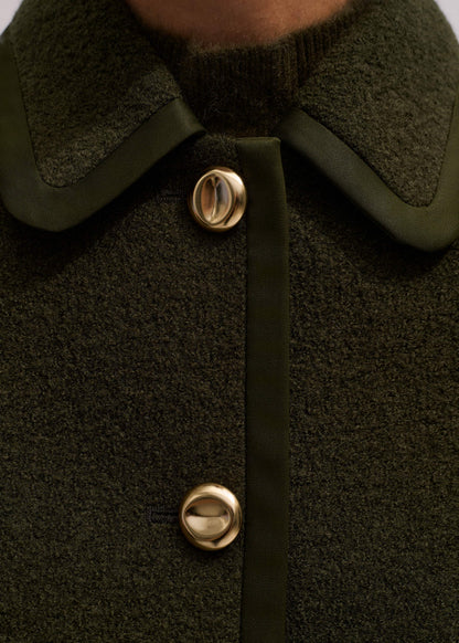 Olive Green Straight Crop Jacket | ME+EM
