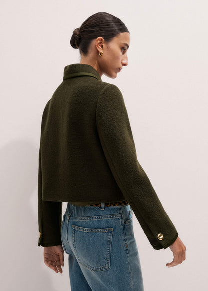 Olive Green Straight Crop Jacket | ME+EM