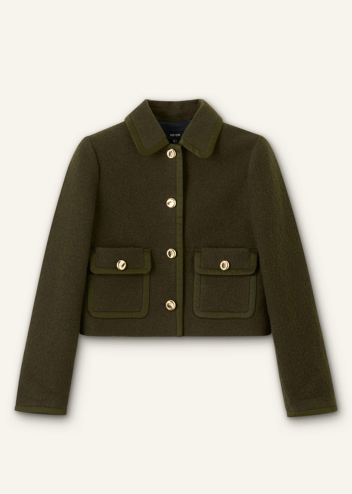 Olive Green Straight Crop Jacket | ME+EM