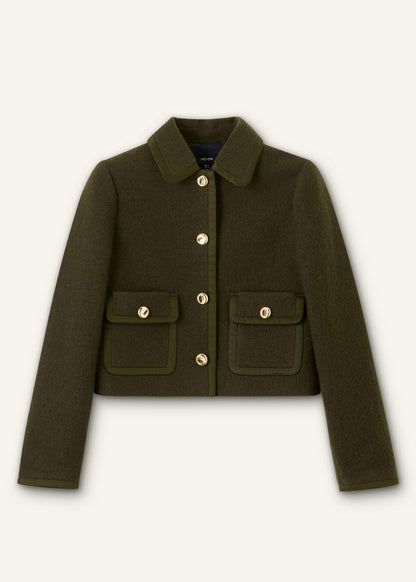 Olive Green Straight Crop Jacket | ME+EM