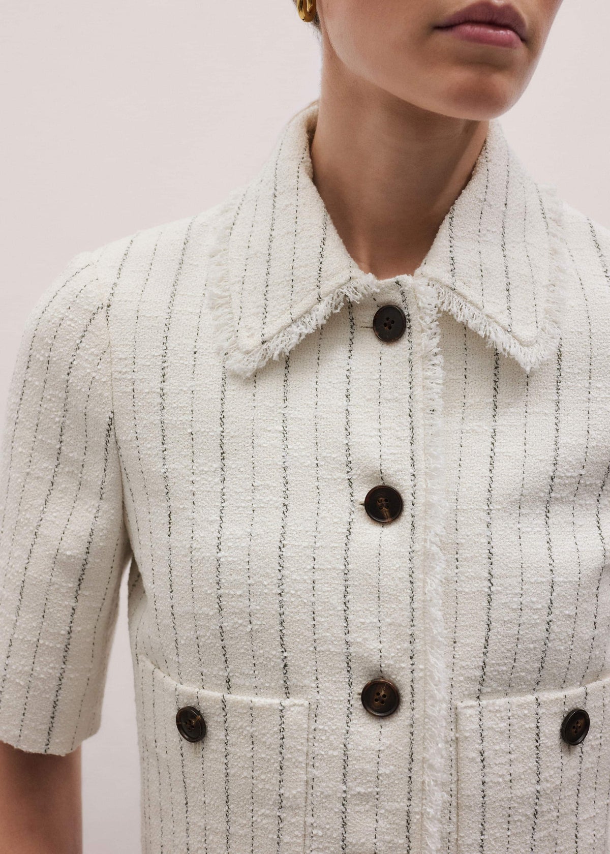 Ivory Stripe Crop Jacket | ME+EM